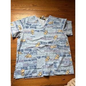 Yogi Bear Kiss My Boo Boo Bear V Neck Scrub Top Womens M Medium Hanna Barbera